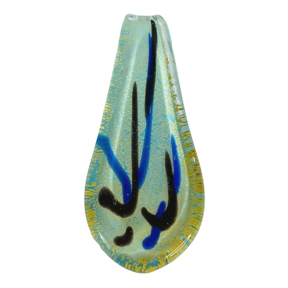 Art Glass Black Blue Teardrop Pendant Jewelry